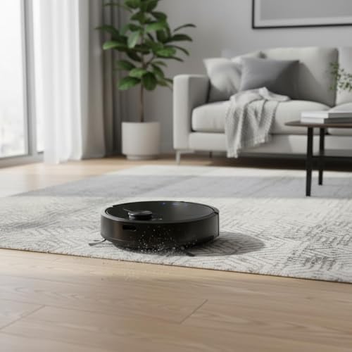 Robot Vacuum Cleaner, Powerful Suction Quiet Robotic Vacuum Cleaner Cleans Hard Floors to Low Pile Carpets Ideal for Pet Hair