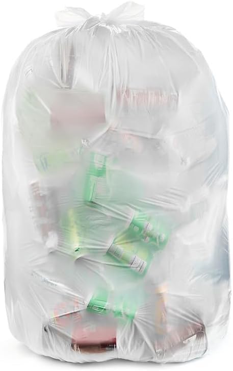 Aluf Plastics 33 Gallon 2 MIL (eq) Clear Heavy Duty Garbage Bags - 33" x 39" - Pack of 400 - For Industrial, Recycling, Storage, & Outdoor