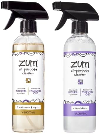 Zum by Indigo Wild All-Purpose Cleaner Combo (Pack of 2) - Natural Multipurpose Cleaners with Essential Oils, Baking Soda & More - Frankincense & Myrrh & Lavender, 16 fl oz Each