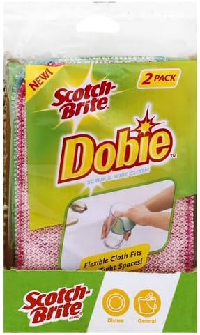 Scotch-Brite Dobie Scrub & Wipe Cloths,Sponge Cloths for Cleaning Kitchen,Bathroom,and Household,Dobie Scrub and Wipe Cloth Absorbs-and Doesn't Scratch,2 Cleaning-Cloths,(Pack of 12)