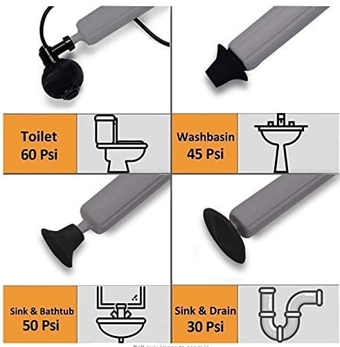 InstaPlunge Electric Plunger System - Unclog and Clear Toilet and Drain Blockage with a Push of a Button, Works in Seconds to Clear Toilets, Shower Drains, Bathroom/Kitchen Sink (Blue/Grey)