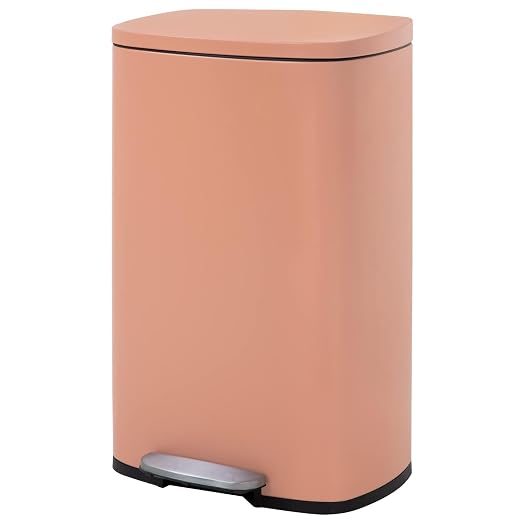 BestOffice 13.2 Gallon(50L) Trash Can, Fingerprint Proof Stainless Steel Kitchen Garbage Can with Removable Inner Bucket and Hinged Lids, Pedal Rubbish Bin for Home Office