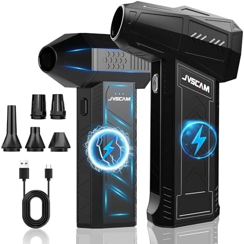 JVSCAM Compressed Air Duster - Electric Air Duster with Brushless Motor - 3 Gear Adjustable Cordless Air Blower - Rechargeable Air Duster for PC, Keyboard, Car, Outdoors, Home