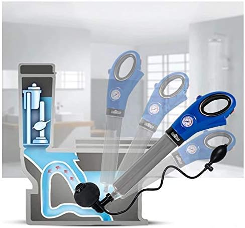 InstaPlunge Electric Plunger System - Unclog and Clear Toilet and Drain Blockage with a Push of a Button, Works in Seconds to Clear Toilets, Shower Drains, Bathroom/Kitchen Sink (Blue/Grey)