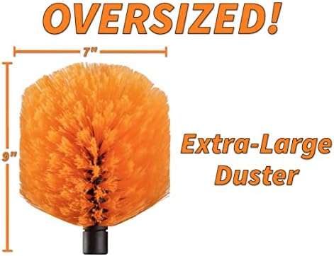 1.5-3 ft Window Squeegee with Long Handle & Cobweb Duster // Car Window Cleaner Tool & Window Squeegee with Scrubber with Telescopic Extension Pole