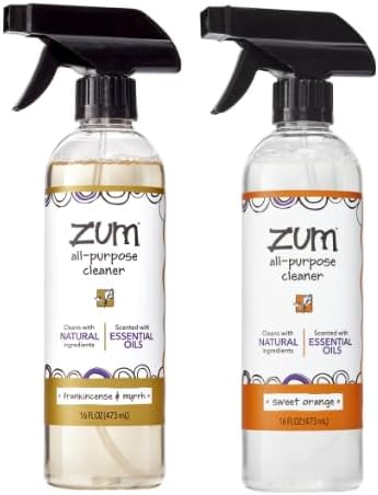 Zum by Indigo Wild All-Purpose Cleaner Combo (Pack of 2) - Natural Multipurpose Cleaners with Essential Oils, Baking Soda & More - Frankincense & Myrrh & Sweet Orange, 16 fl oz Each