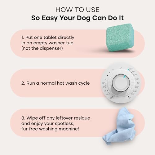 Uproot Clean Washing Machine Cleaner Tablets 24-Pack + Fursprint Xtra Pet Hair Removal Tool Bundle, HE/Top/Front Load Compatible Tabs, Help Remove Odor & Reusable Fur Scraper for Carpets & Cars