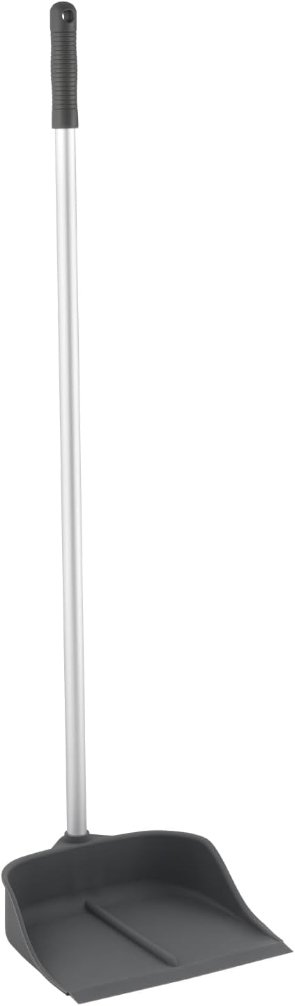 Silicone Dust Pan with Handle Lobby Dustpan with Long Handle Stand Up Dustpan, 35" Aluminum Long Handle, by Superio