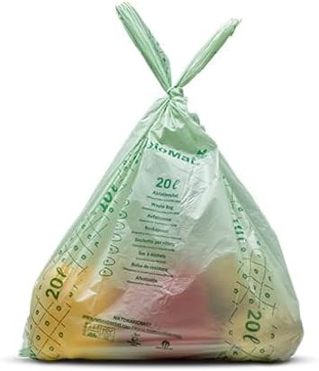 bioMat Compostable Trash Bags 4 Gallon, 25 Count, Small flat top Kitchen Food Scrap Bin Liners, BPI, CMA and OK Compost HOME certified, Meets the ASTM D6400 Standard