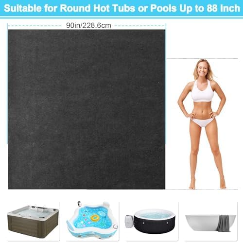 90 * 90 Inch Inflatable Hot Tub Pad, Outdoor Indoor Water-Absorbent Anti-Slip Spa Pool Accessories for Protecting The Hot Tub from Wear