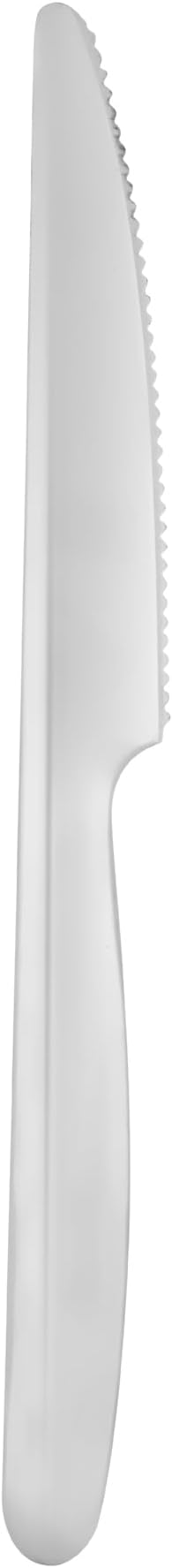 Restaurantware Moderna 7.3 Inch Disposable Knives 250 Recyclable Plastic Knives - Crack-Resistant For All Types Of Meals Silver Plastic Cutlery