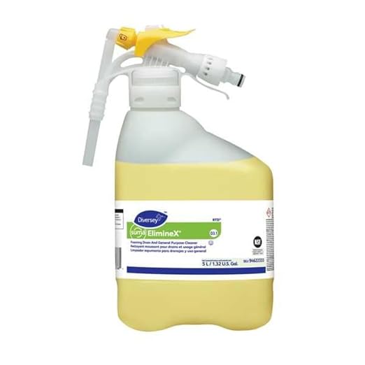 Diversey 94622333 SUMA ElimineX Foaming Drain & General Purpose Cleaner, with Ready-to-Dispense (RTD) Hose Connect Fill bottle, Concentrate, 5-Liter