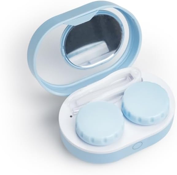 ReO2 Mini Pro Soft Contact Lens Cleaner with Advanced Electrophoresis Technology, with Mirror and Tweezer (Blue)
