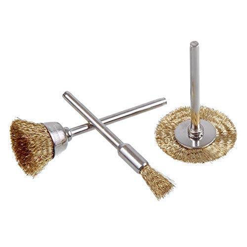 Rocaris 90 Pcs Wire Brushes Set, Brass Wire Wheels Pen Brushes Set Kit Accessories for Rotary Tool
