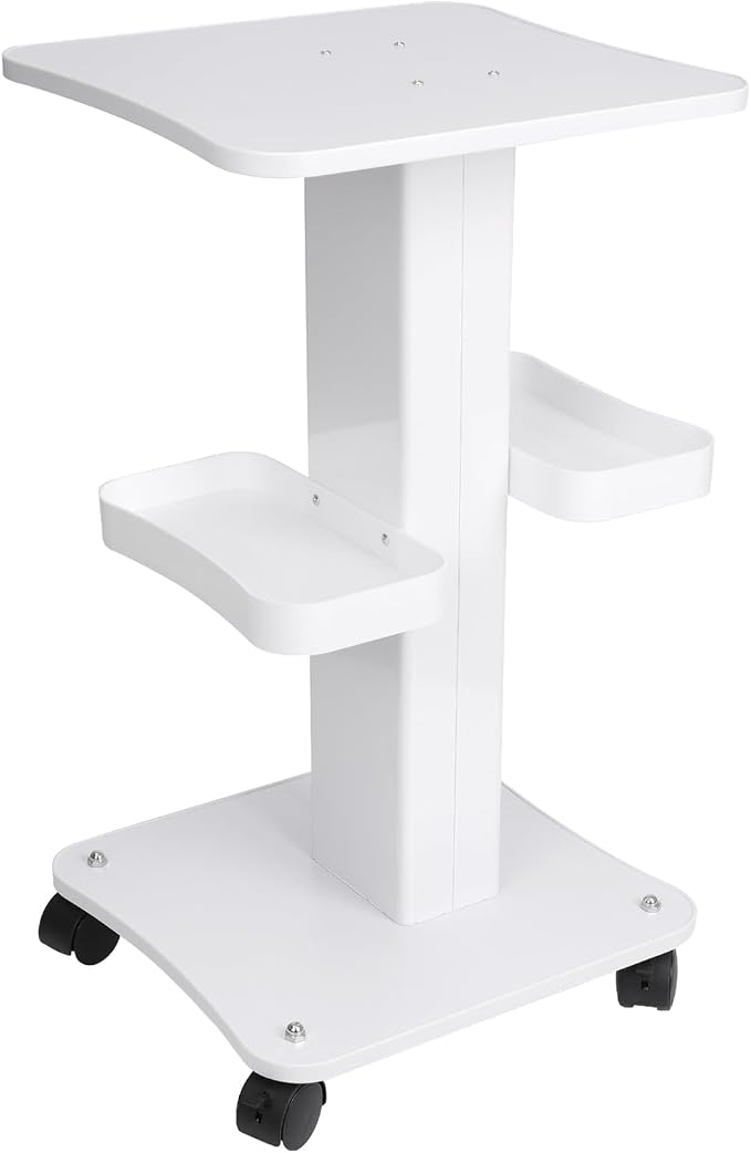 Upgrade Esthetician Beauty Trolley Cart with Wheels and 2 Trays, 4 Tier Beauty Rolling Cart, Spa Salon, Beauty Machine Trolley, Load 135lbs, 26.7 x 13.8 x 15 inch