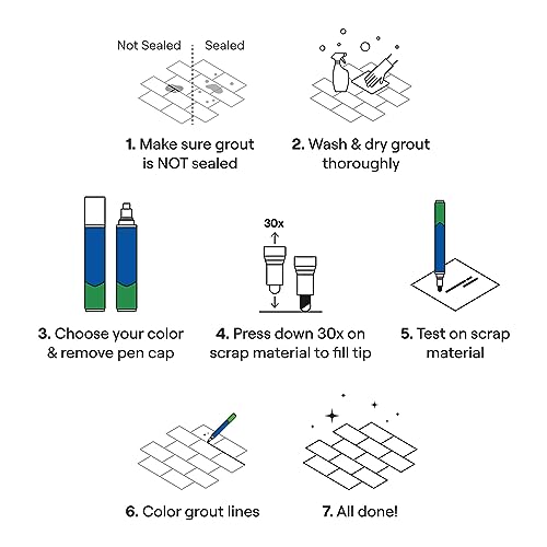 Grout Pen Tile Paint Marker: Cream 2 Pack with Extra Tips & 1 Pack (Narrow, 5mm) - Waterproof Grout Colorant and Sealer Pen to Renew, Repair, and Refresh Tile Grout - Cleaner Coating Stain Pens