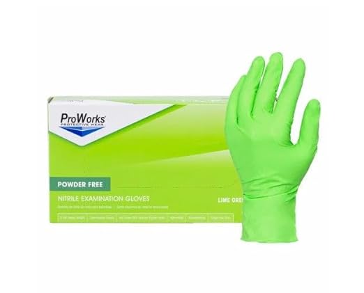 NITRILE POWDER FREE EXAM GLOVES NEON GREEN 10/100-SM