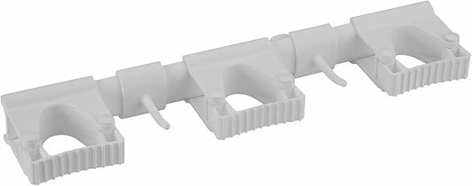 Vikan 10115 Hi-Flex Wall Bracket, 3 Grip Holders, 2 Hooks 16.5", PP/TPE/PAI, White
