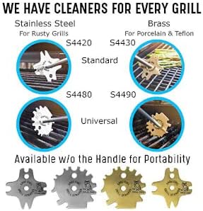 Sage Owl Bristle-Free Brass BBQ Grill Scraper with 17.5” Handle – Safe Universal Grill Cleaner for Outdoor Grills, Porcelain, Grilling Tools, and Kitchen Gadgets - Unique Gifts for Husband Birthday