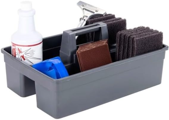 Grill & Griddle Cleaning Kit with Screen/Pad Holder, Polish Pads, Cleaning Screens, Caddy, Scraper and Heat-Resistant Holder for Safe (Full Kit: Cleaner,Scraper,Pads,Screens and Caddy)
