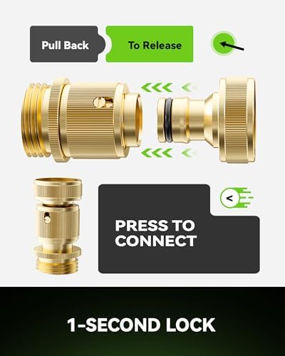 RainPoint Spray Nozzle & Quick Connector Combo | Effortless 8-Mode Zinc-Brass Garden Set