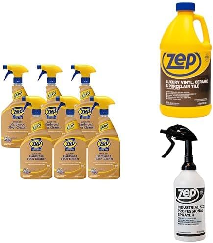 Zep Home Pro Quick Dry Hardwood Floor Cleaner Luxury Vinyl, Ceramic and Porcelain Floor Cleaner + Industrial Sprayer Bottle - R49906 24 oz, ZULVCP64 64 oz and C32810 48 oz