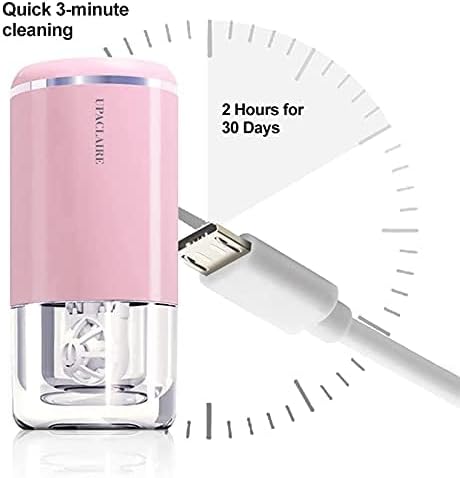 Contact Lens Cleaner, Intelligent Cleaning Machine for Soft Contact Lenses Cleaning and Storage (Pink)