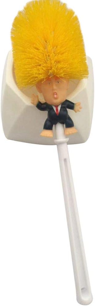 Toilet Brush Funny Cleaner Scrubber Toilet Bowl Brush with Holder,Gag Gifts Doll for Bathroom Decor Deep Cleaning Make Your Toilet Great Again-White