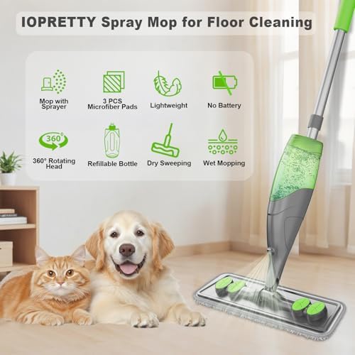 Spray Mop for Floor Cleaning with 6 Microfiber Washable Pads
