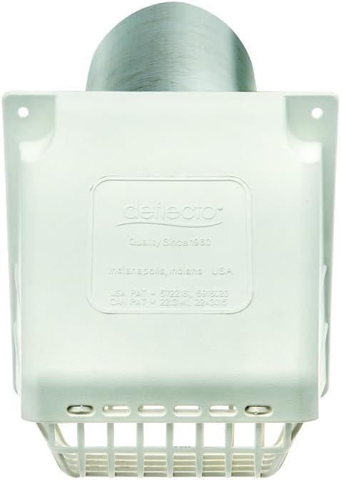 Deflecto Dryer Vent Hood, Wide Mouth, 4", White (RVHAW4)