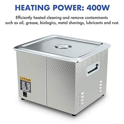 Industrial Grade Ultrasonic Parts Cleaner Stainless Steel 10L Large Capacity with 400W Heating Power for Carbs Car Parts Bullets and Gun Parts ect DAREFLOW