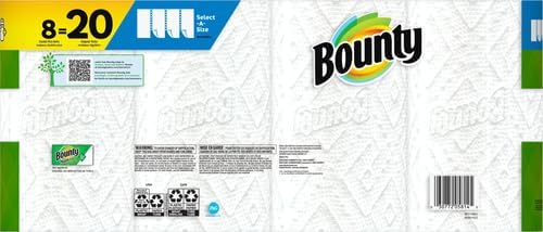 Bounty Select-A-Size Paper Towels, 8 Double Plus Rolls White, 113 Sheets Per Roll