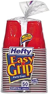 Hefty Disposable Plastic Cups, Red, 9 Ounce, 50 Count (Pack of 12), 600 Total