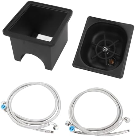 Diydeg Pitcher Rinser, Stainless Steel Kitchen Sink Glass Rinser with Drain and Drip Tray, Countertop Automatic Cup Washer for Bar, Home, Cafe, Restaurant, Household & Commercial (Black) (Small)