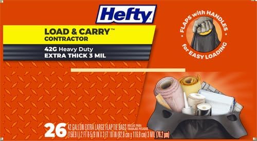 Hefty Heavy Duty Trash Bags, Large | 42 Gallon | For Contractors | 26 Count, Pack of 2