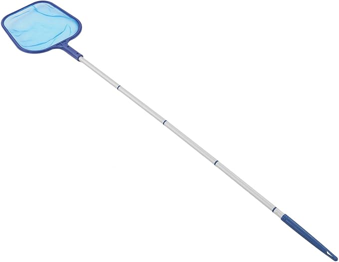 Pool Vacuum Head and Skimmer Net Set Heavy Duty Professional Grade Pool Cleaning Kit with 5 Piece Aluminum Telescopic Pole for Swimming Pools Hot Tubs Spas ABS Nylon Blue