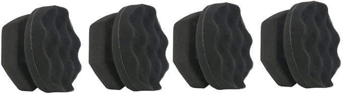 FAVOMOTO 4pcs Handy Wax Sponge Wave Pattern Vehicle Waxing Polish Applicators for Tire Shine Car Interior Seats and Dashboard Cleaning Black