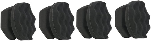 FAVOMOTO 4pcs Handy Wax Sponge Wave Pattern Vehicle Waxing Polish Applicators for Tire Shine Car Interior Seats and Dashboard Cleaning Black