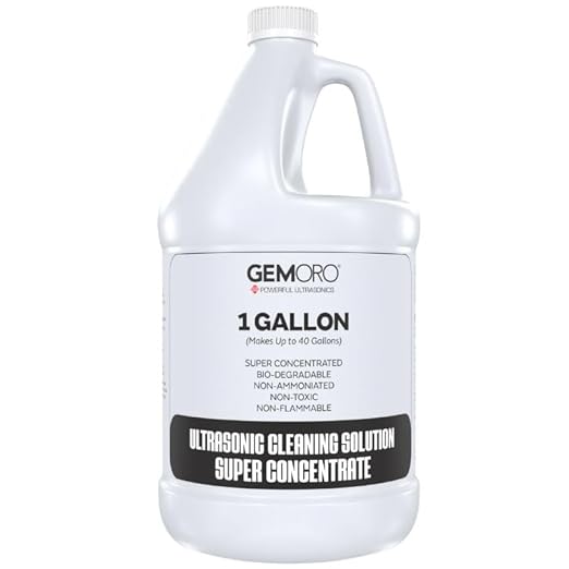 GemOro Jewelry Cleaner Solution Concentrate | For Ultrasonic Machines | Professional Performance Cleans Rings Watches Glasses Earrings (1 Gallon)