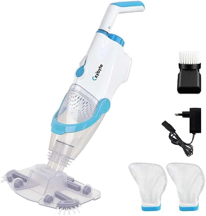 Handheld Pool Vacuum Cleaner, Rechargeable Pool Bottom Cleaner with Strong Suction, 1 H Runtime,for Above Ground/Inground Pools, Spas and Hot Tubs, White