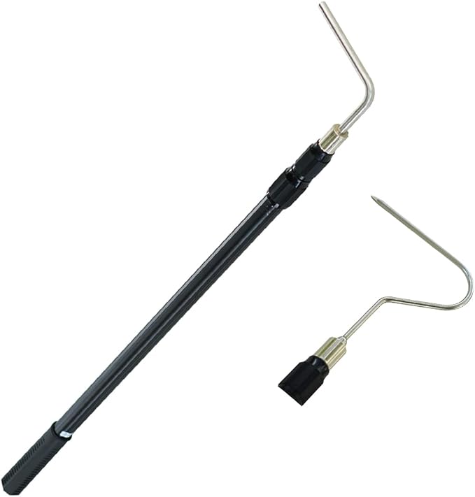 7FT Telescopic Aluminum Snake Hook, 2-in-1 Extendable Truck Cargo Grabber, Heavy Duty Wildlife & Pickup Retrieval Tool