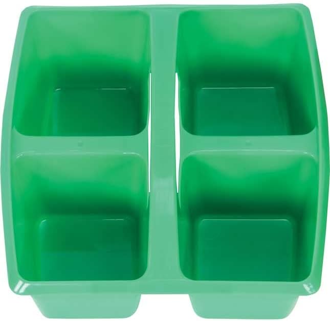 Really Good Stuff - 163999 Four-Equal-Compartment Caddies, Set of 6, Assorted Colors – Plastic Caddy Organizers with Built-in Handles and Stackable Design, Classroom Storage Made Easy