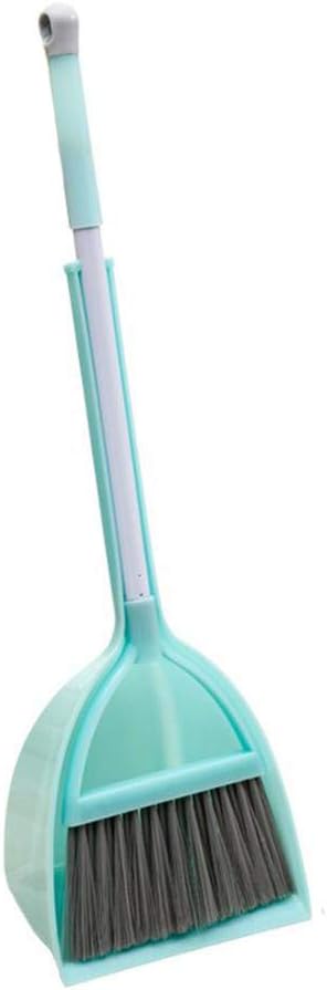 Mini Broom and Dustpan and Telescopic Rod Long Handle Broom, Camping Cleaning Tools, Light Blue and Green