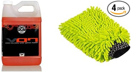 Chemical Guys CWS_808M Car Wash Starter Bundle - Hybrid V7 Foaming High Gloss Car Wash Soap, 128 oz (1 Gallon), Orange Scent + Chenille Wash Mitt (2 Items) Works on Cars, Trucks, SUVs, RVs & More