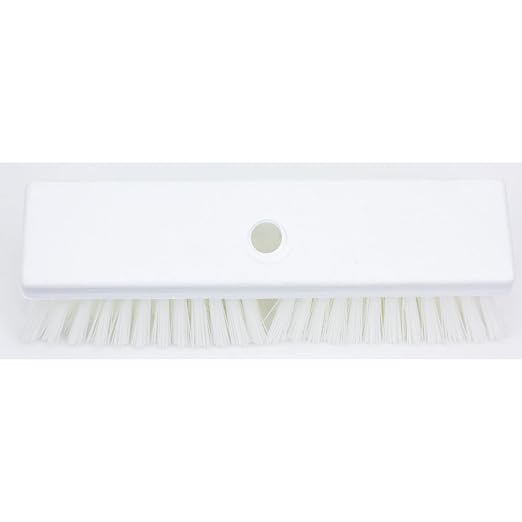 SPARTA Plastic Floor Scrub Brush, Brush Head Only, Deck Brush with ACME Standard Thread Fitting for Deck, Industrial Kitchens, and Hospitals, 10 Inches, White, (Pack of 6)