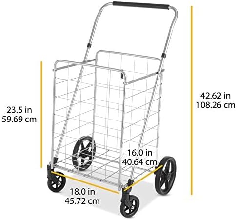 Whitmor Utility Cart with Adjustable Height Handle-Silver/Black