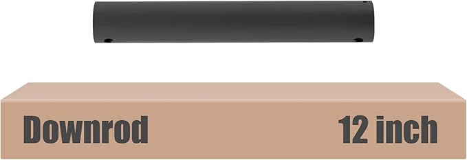 12 inch Ceiling Fan Downrod, 1 FT Black Downrod for Ceiling Fan, 1 inch Outside Diameter, Boom Suitable for a Wide Range of Fans (Black, Not Threaded)
