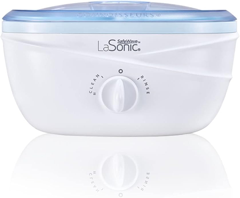 CONNOISSEURS LaSonic SafeWave Sonic Jewelry Cleaner Machine - Gently Cleans and Rinses - Features Dual Tanks, Two Cleaning Speeds, and Removable Lid