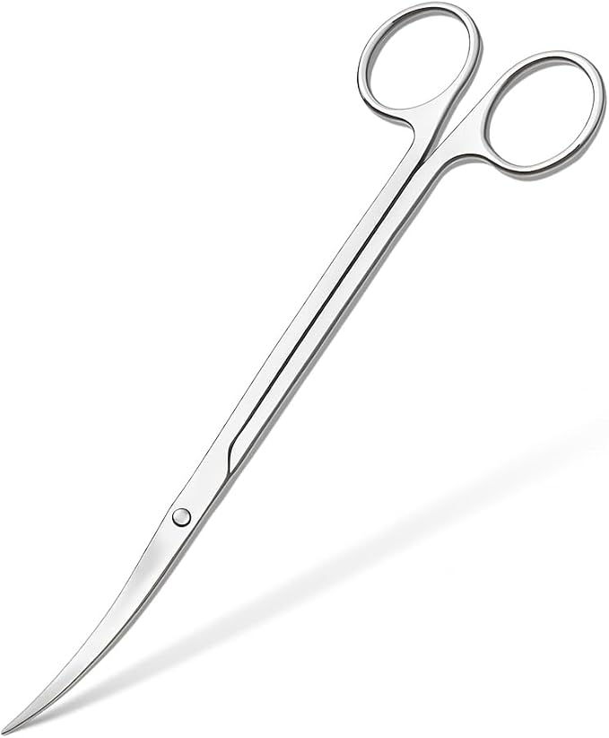 Mandala Crafts 10 Inches Silver Stainless Steel Curved Aquarium Scissors for Trimming Aquatic Plants – Bent Aquascape Scissors for Fish Tanks, Hospital Tanks, Goldfish Bowls, and Terrariums