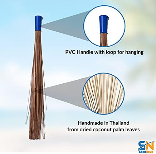 32 inch Multi-Surface Sturdy Outdoor Authentic Coconut Leaf Broom - Asian Heavy Duty - Traditional